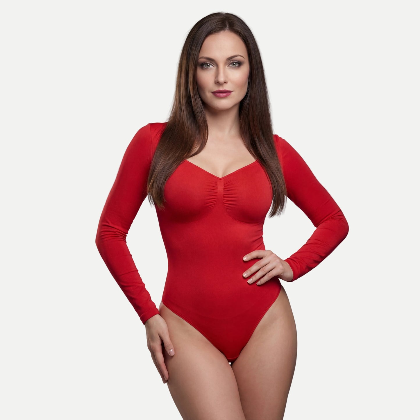 Figurformender Shapewear Bodysuit Longsleeve mit String