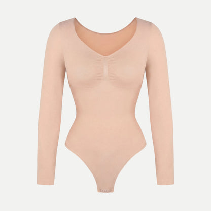 Figurformender Shapewear Bodysuit Longsleeve mit String